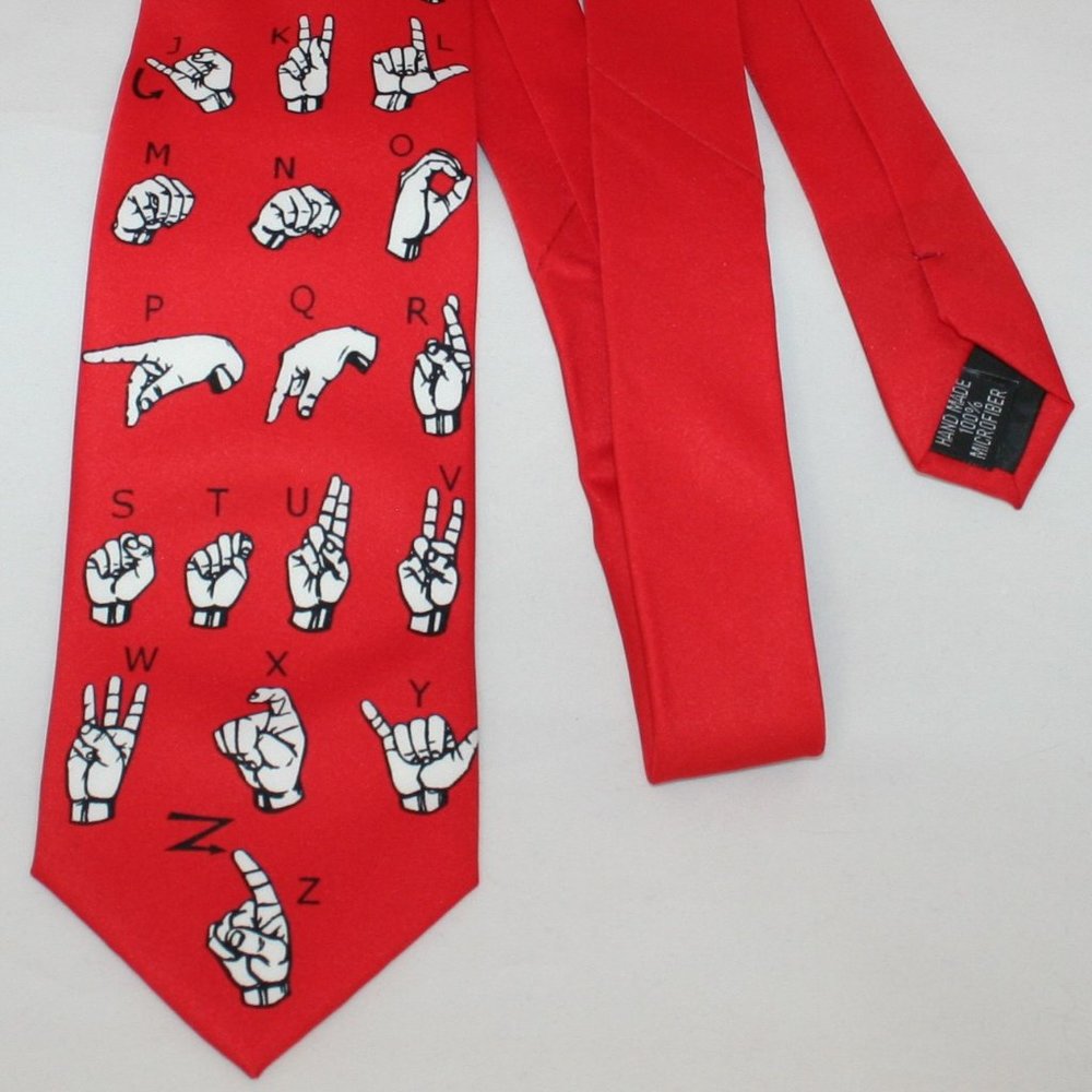 Wild Ties Sign Language Alphabet Microfiber Tie